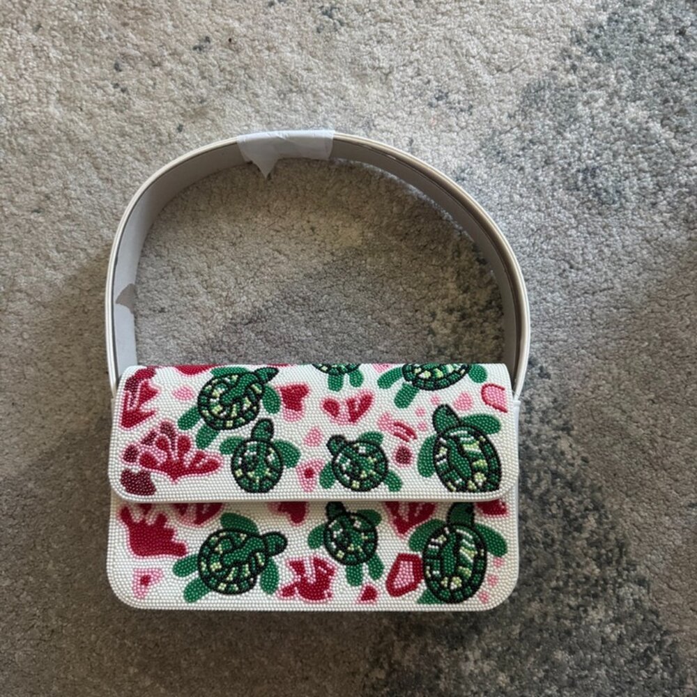 Beaded Turtle Shoulder Bag